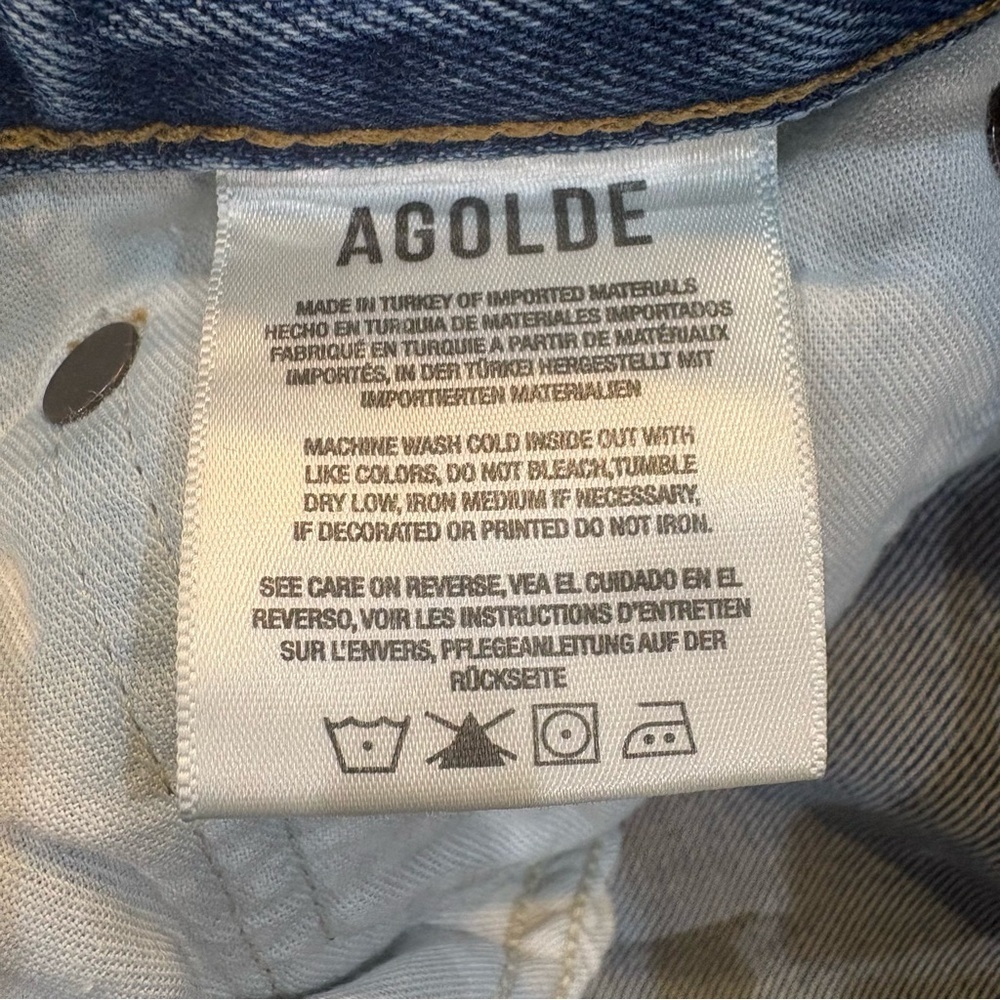 AGOLDE 90s Mid Rise Straight Leg Distressed Jeans Light Wash Size 27 - Picture 9 of 14